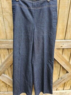VESTI Women's Wide Leg Denim Trouser Pants Size 6 Dark Wash Side Zip Cotton